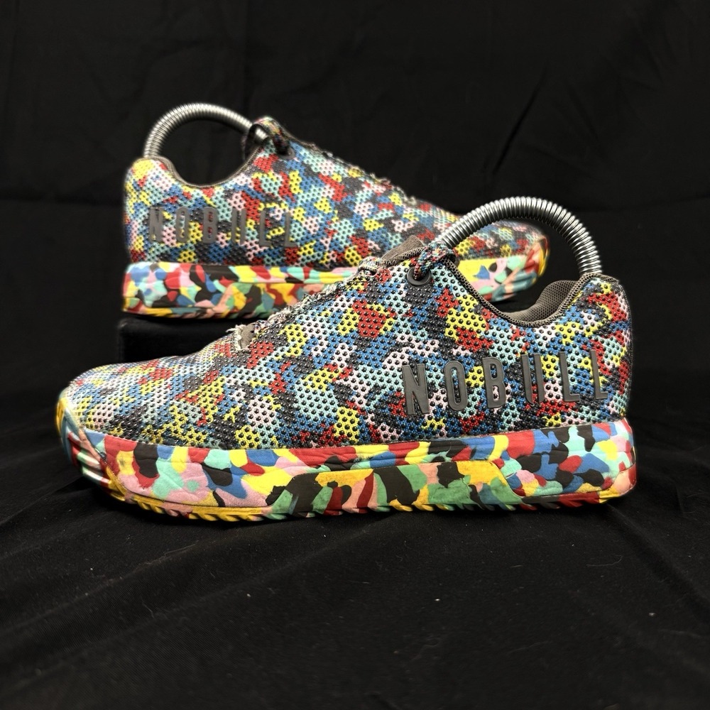 NOBULL Wild Impact Trainer Womens 7 Mens 5.5 Rainbow Pixel Gym Shoe No Insoles